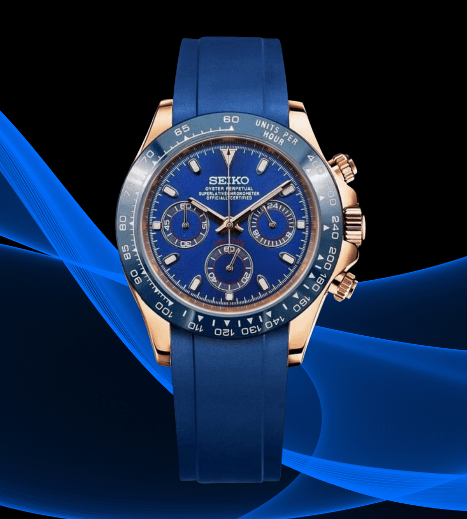 Seiko Mod Daytona RG Blue - Watches By Cody