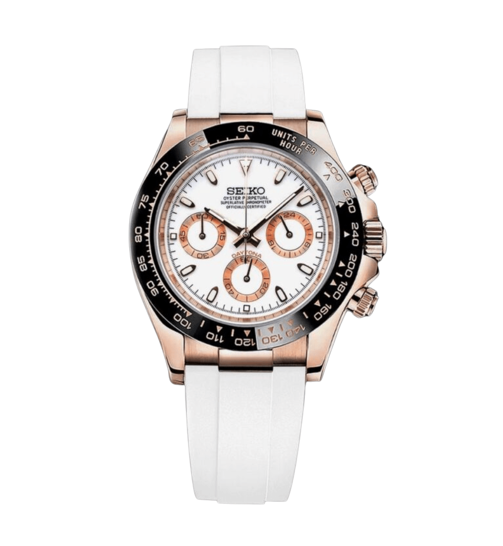 Seiko Mod Daytona RG White - Watches By Cody