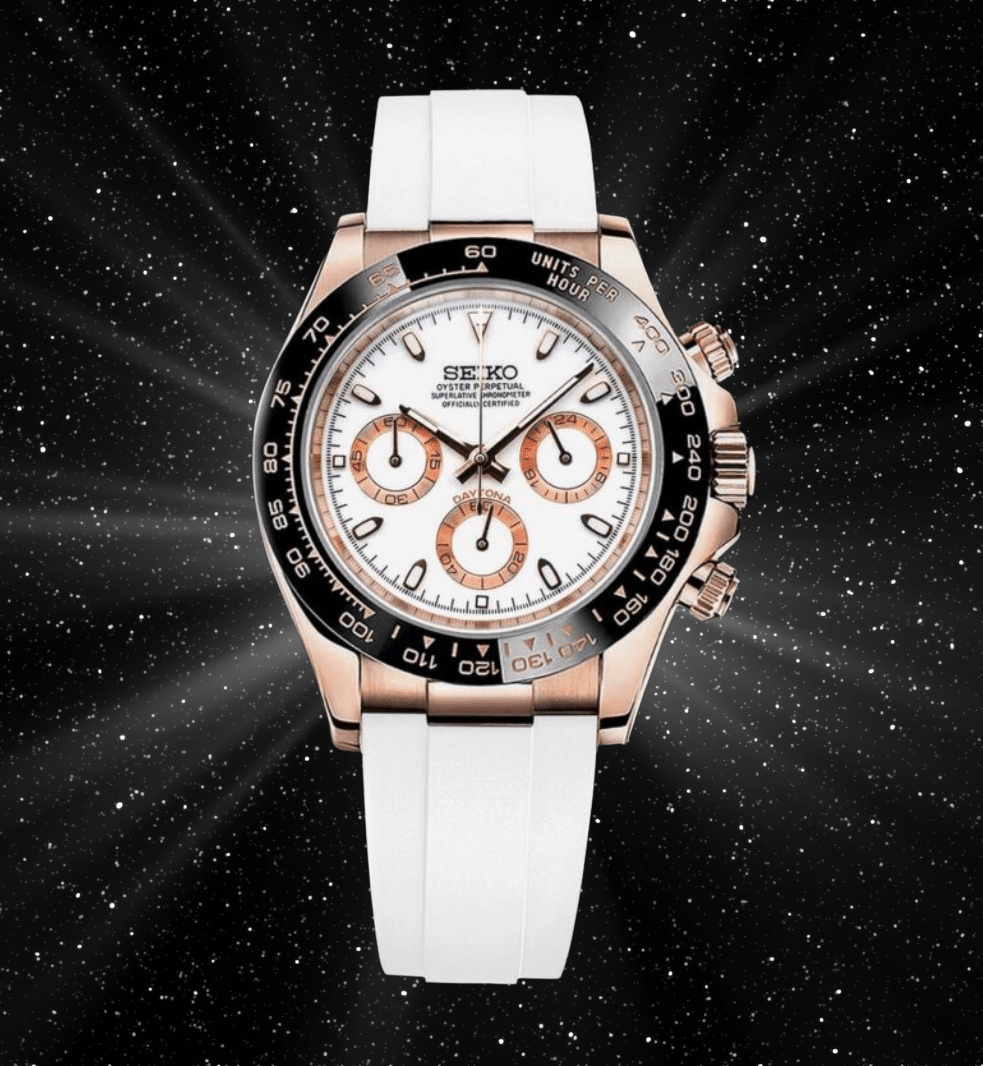 Seiko Mod Daytona RG White - Watches By Cody