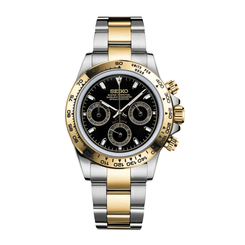 Seiko Mod Daytona Two - tone Black - Watches By Cody