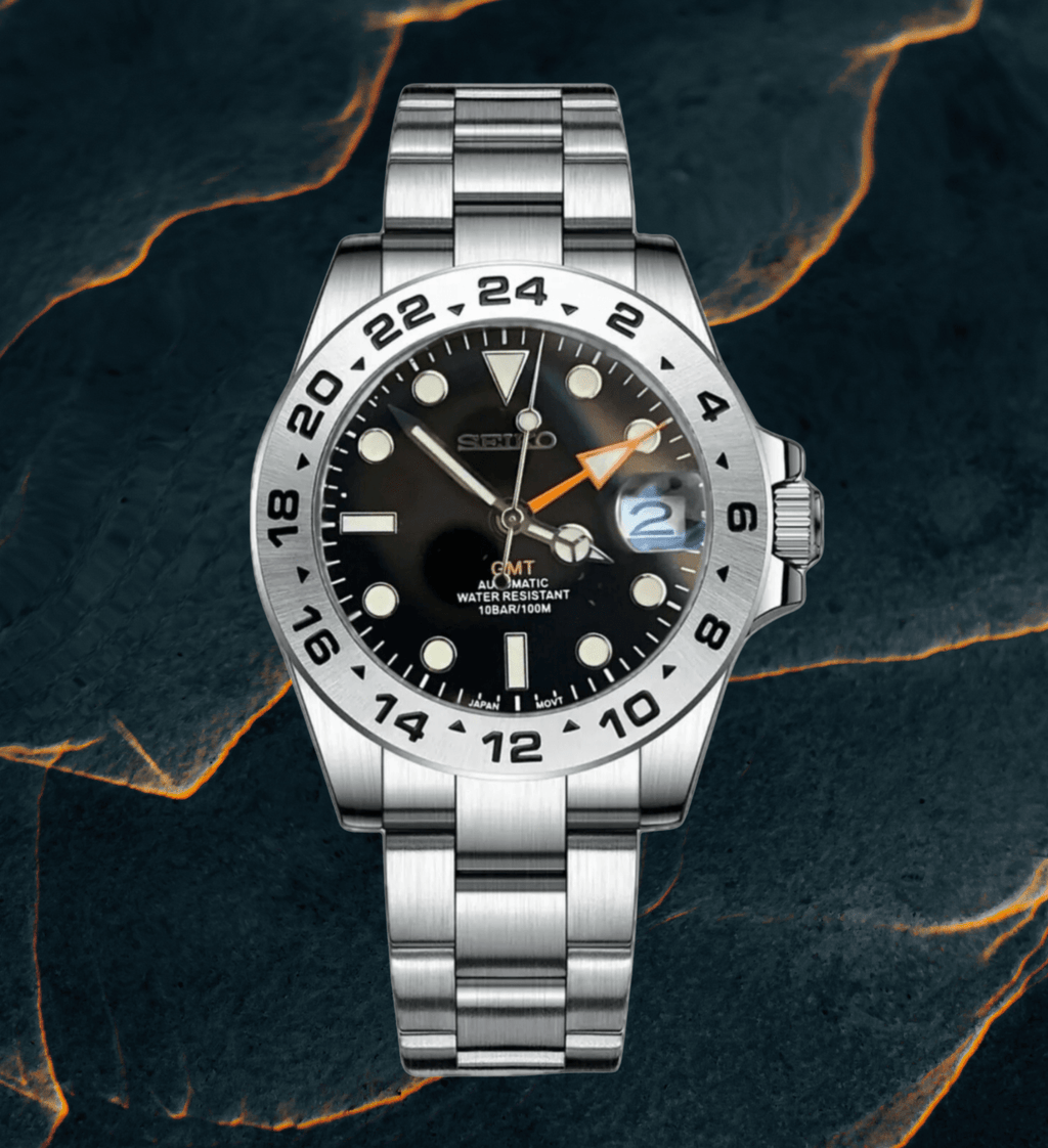 Seiko Mod GMT Explorer II Black - Watches By Cody
