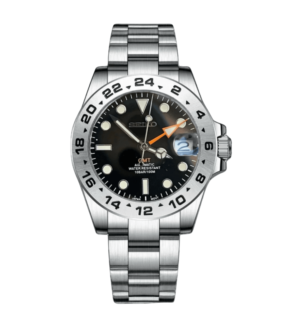 Seiko Mod GMT Explorer II Black - Watches By Cody