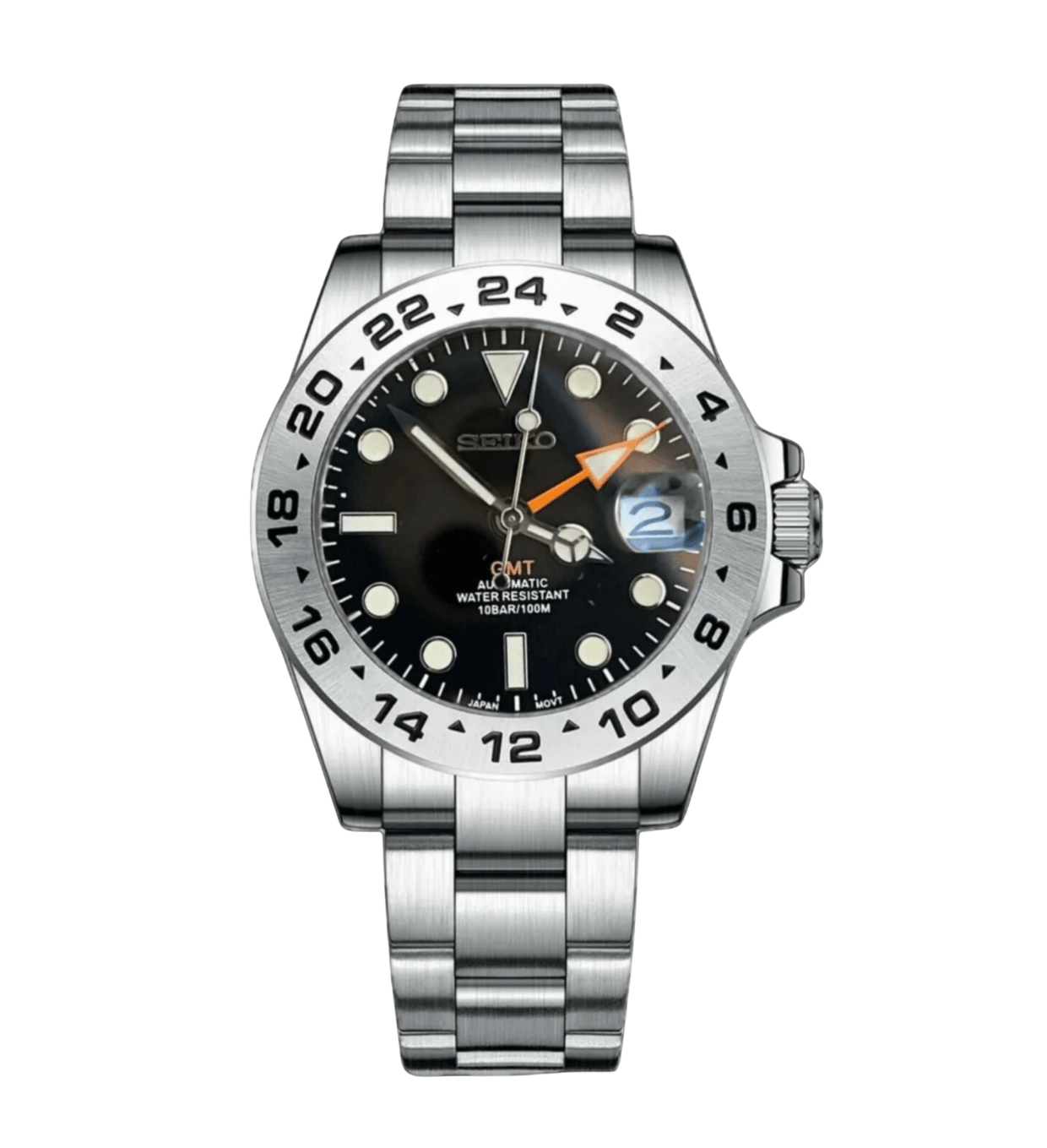 Seiko Mod GMT Explorer II Black - Watches By Cody