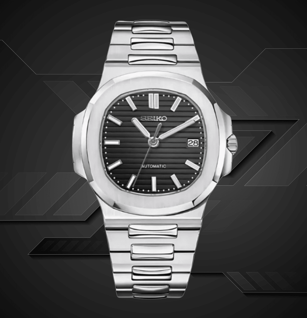Seiko Mod Nautilus Black - Watches By Cody