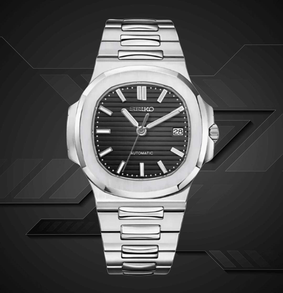 Seiko Mod Nautilus Black - Watches By Cody