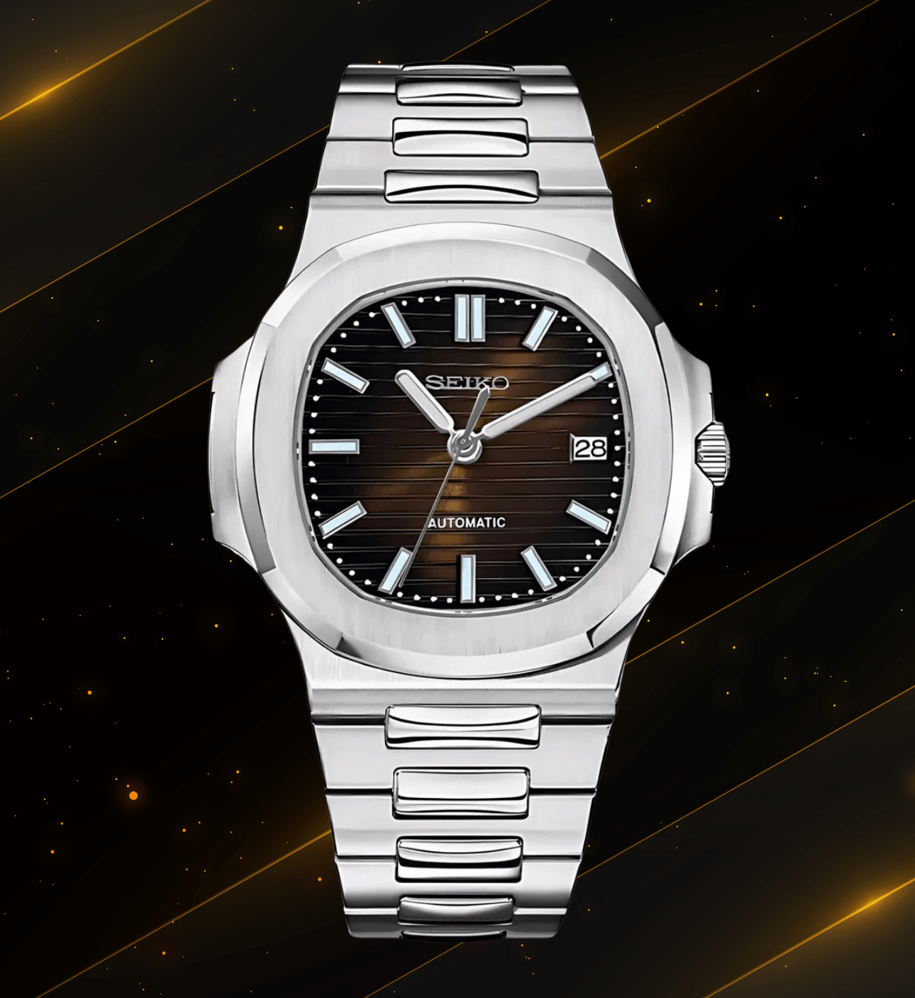 Seiko Mod Nautilus Brown - Watches By Cody