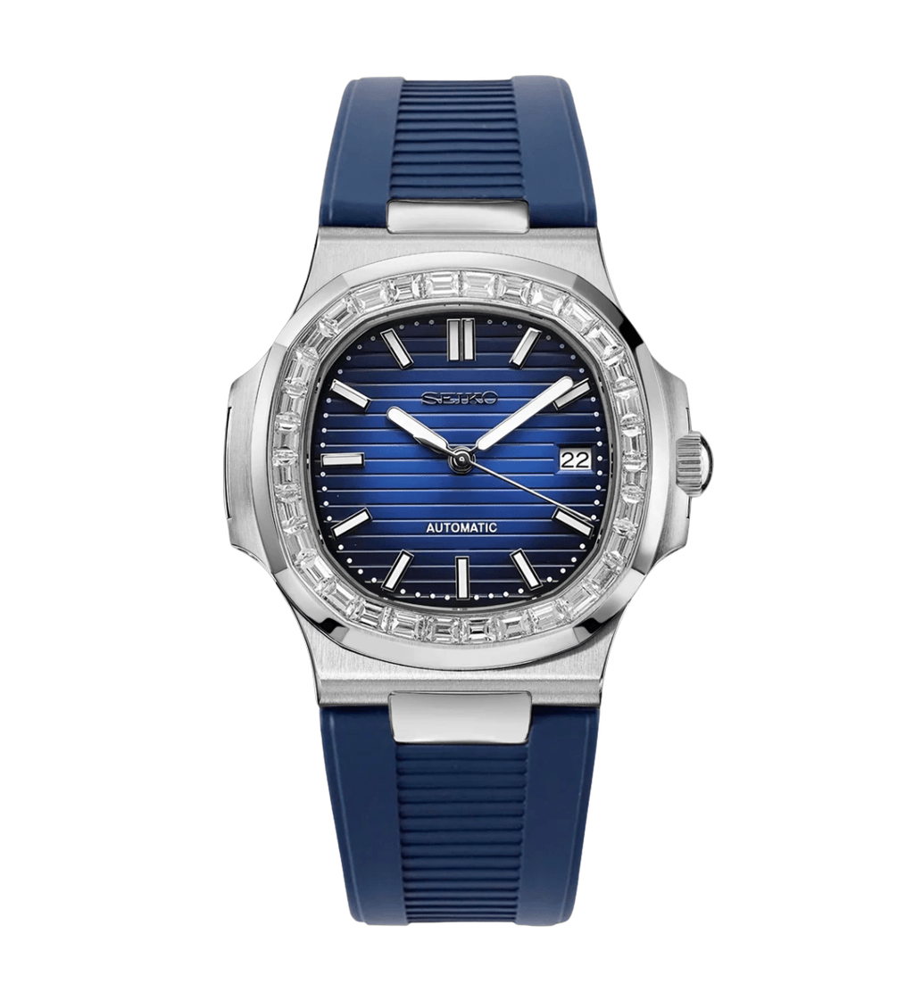 Seiko Mod Nautilus Diamond Blue - Watches By Cody