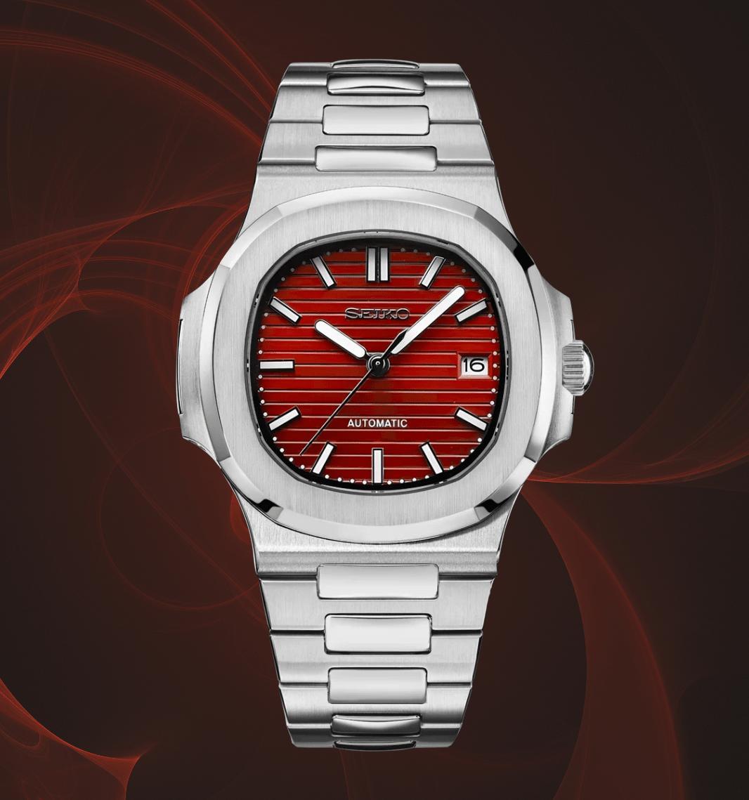 Seiko Mod Nautilus Red - Watches By Cody