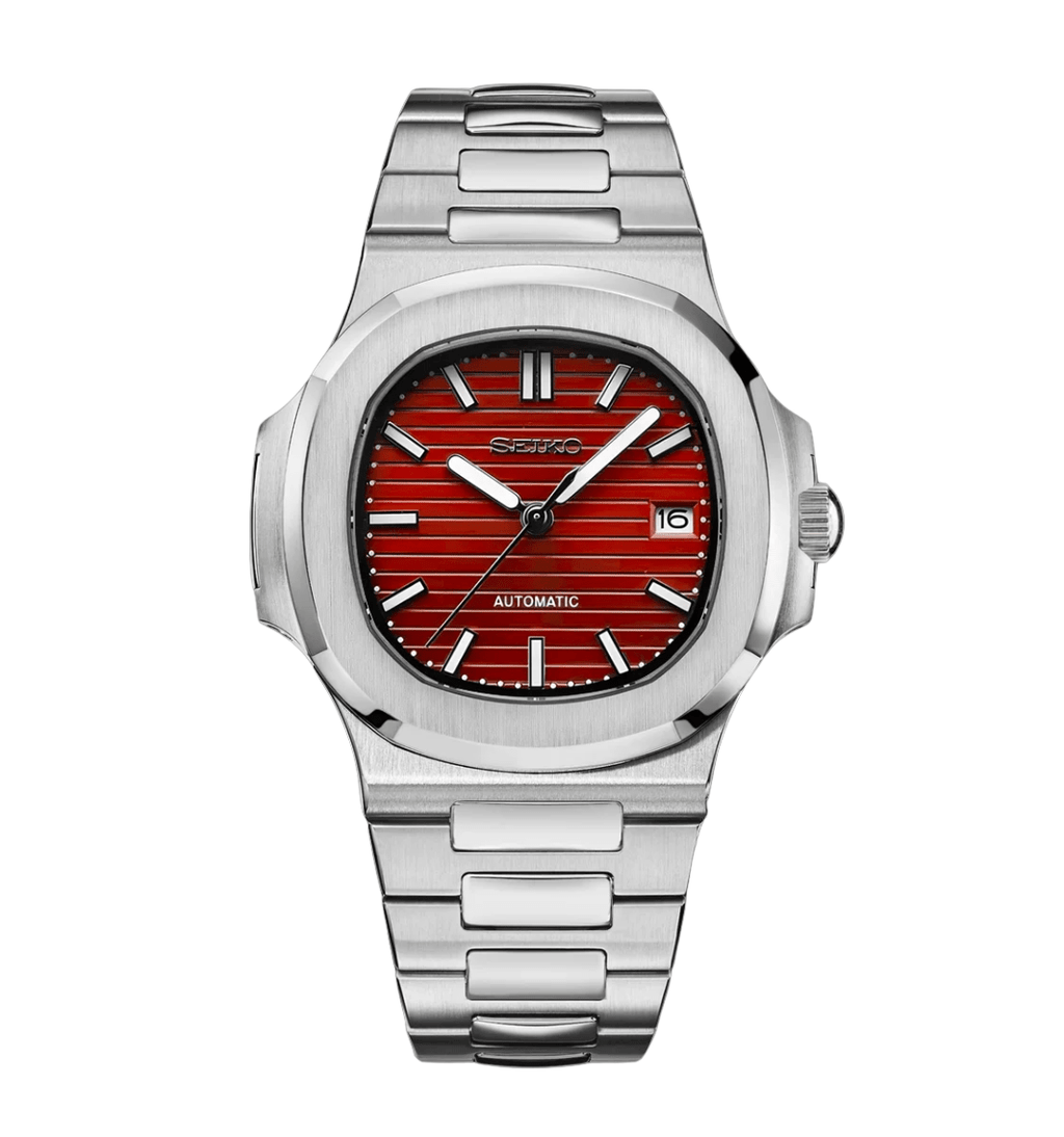 Seiko Mod Nautilus Red - Watches By Cody