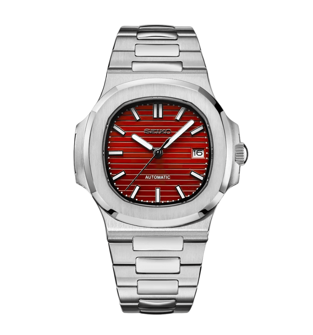 Seiko Mod Nautilus Red - Watches By Cody