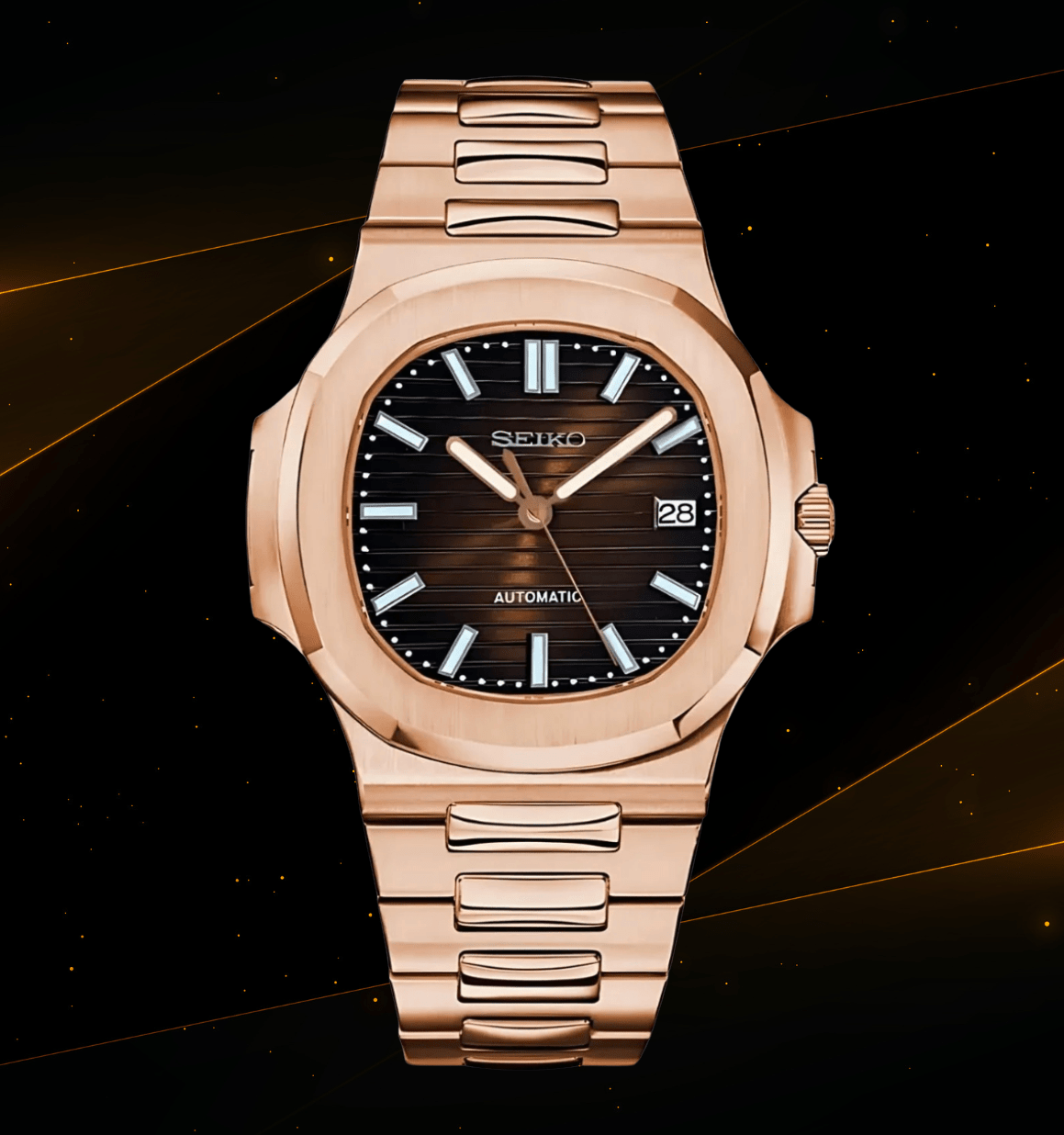 Seiko Mod Nautilus RG Chocolate - Watches By Cody