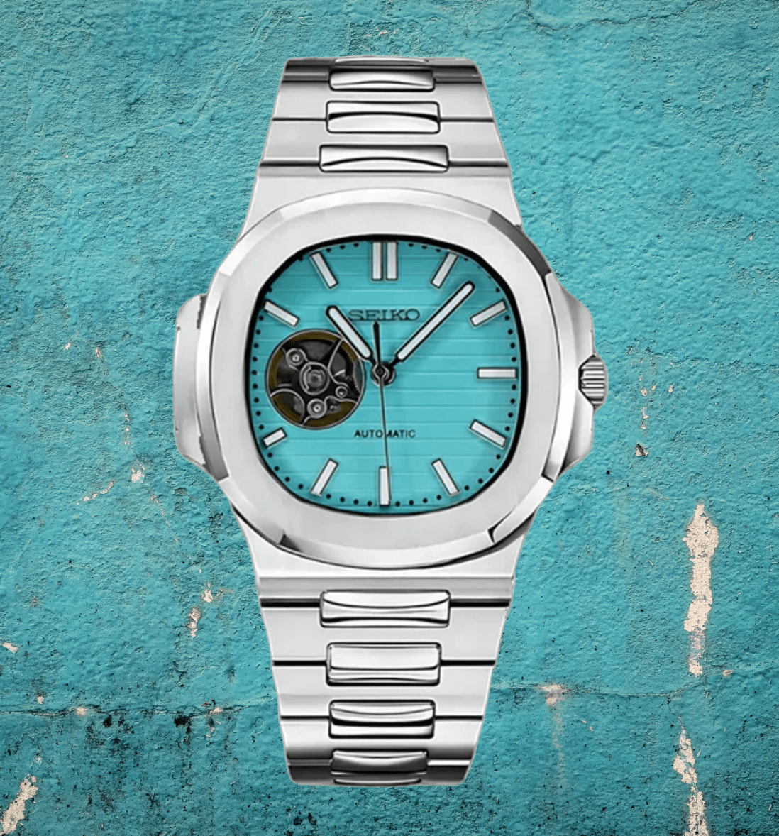 Seiko Mod Nautilus Tiffany Open Heart - Watches By Cody