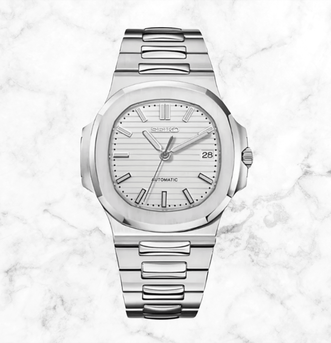 Seiko Mod Nautilus White - Watches By Cody