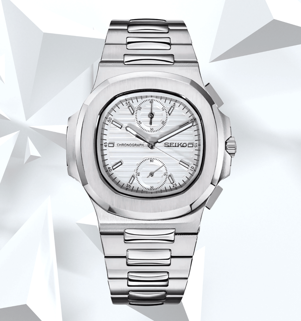 Seiko Mod Nautilus White Chrono - Watches By Cody