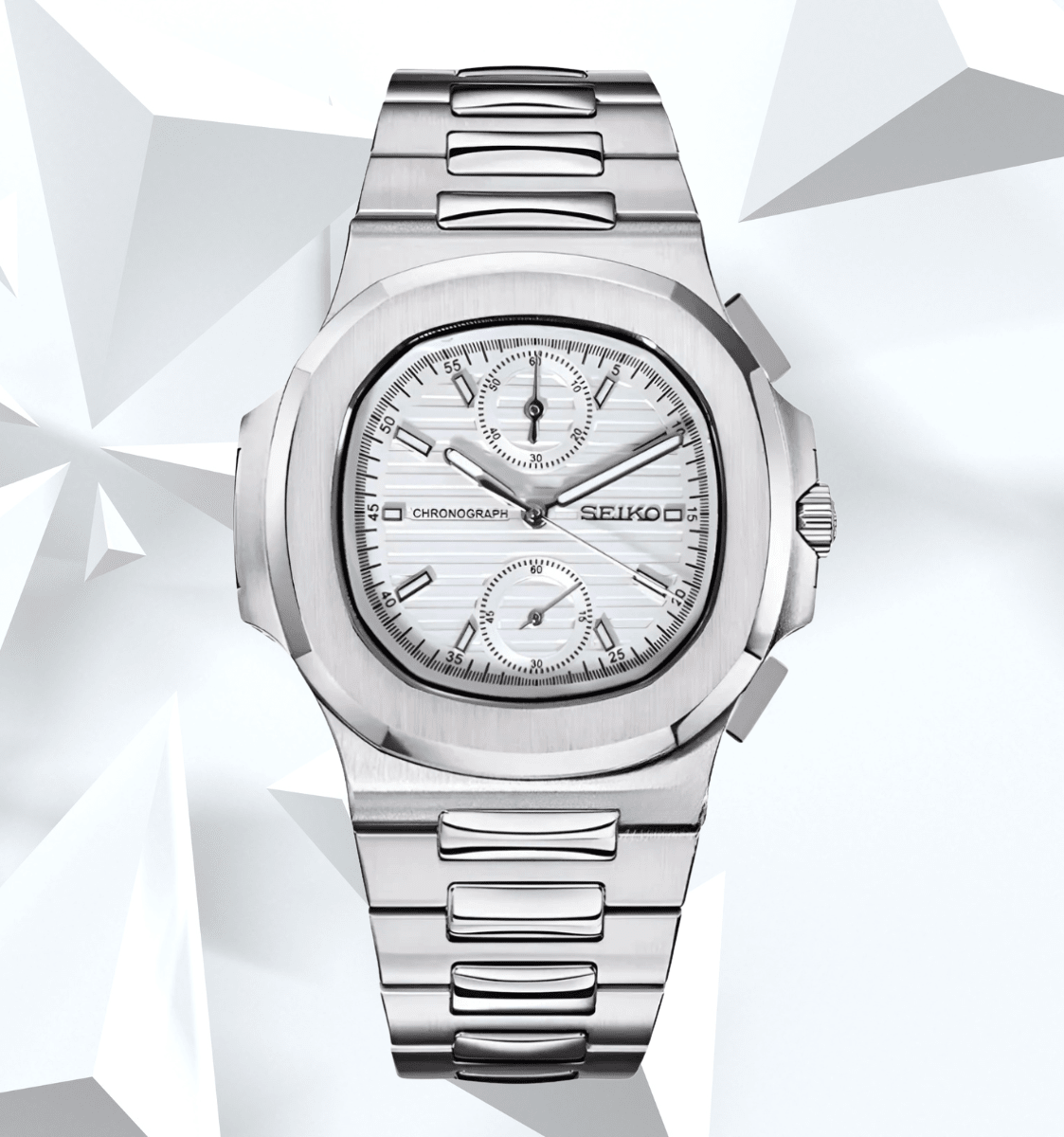 Seiko Mod Nautilus White Chrono - Watches By Cody