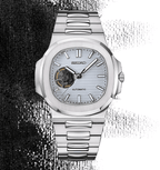 Seiko Mod Nautilus White Open Heart - Watches By Cody