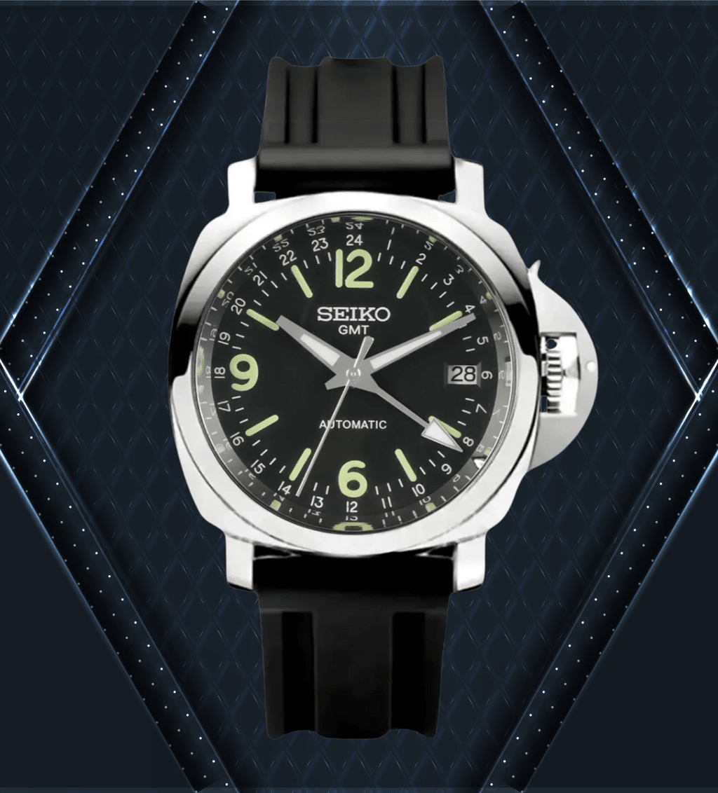 Seiko Mod Paneiko GMT Black - Watches By Cody