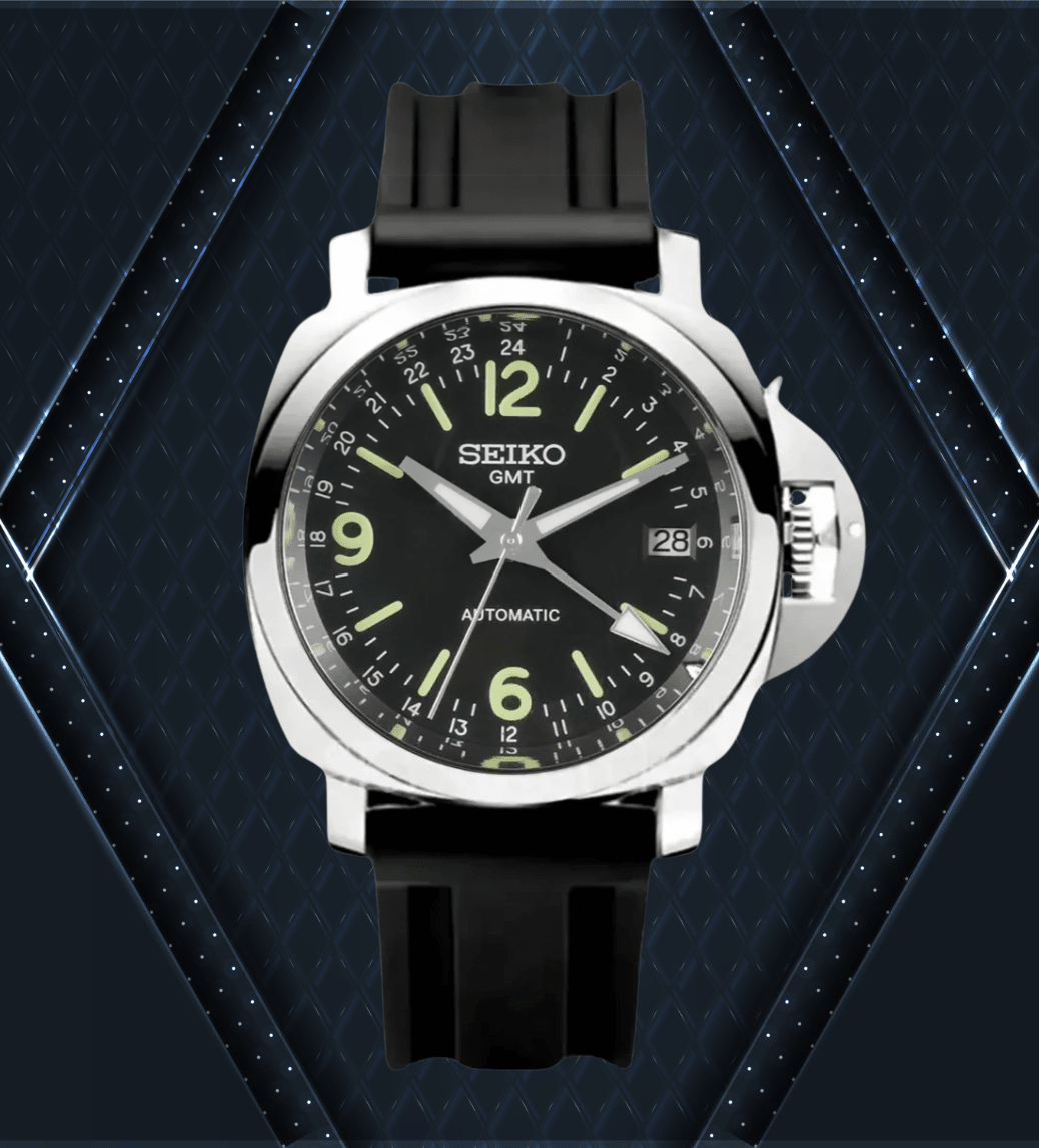 Seiko Mod Paneiko GMT Black - Watches By Cody