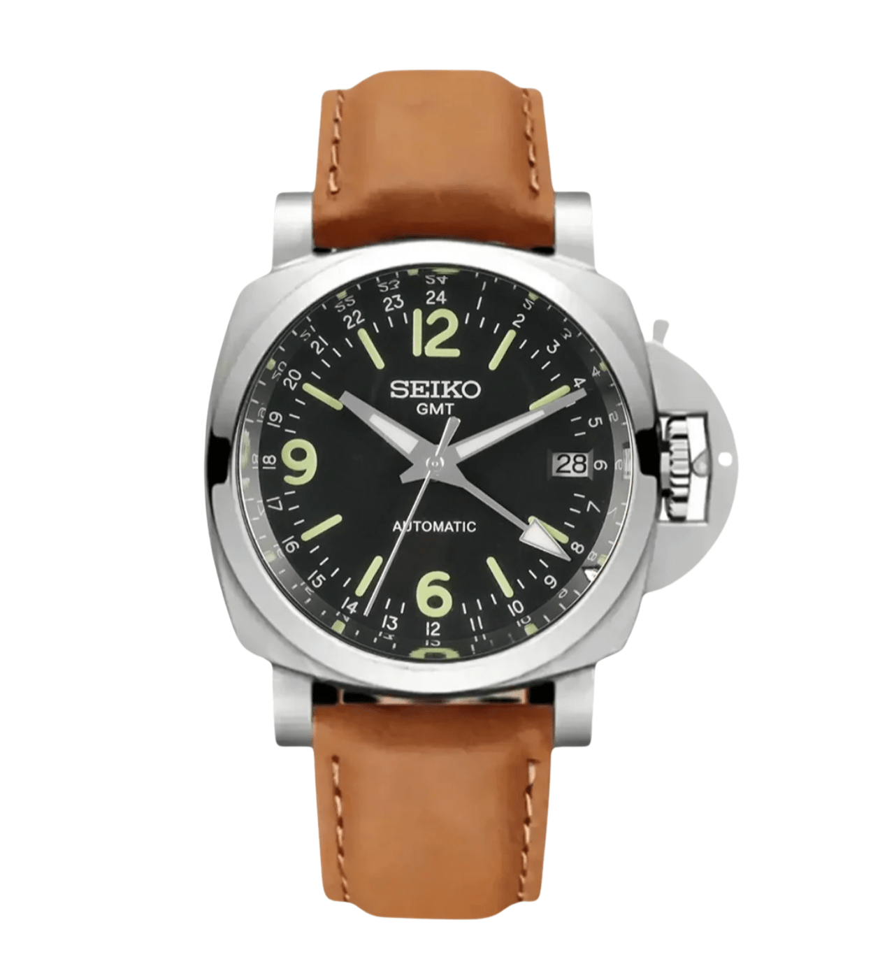 Seiko Mod Paneiko GMT Brown Black - Watches By Cody