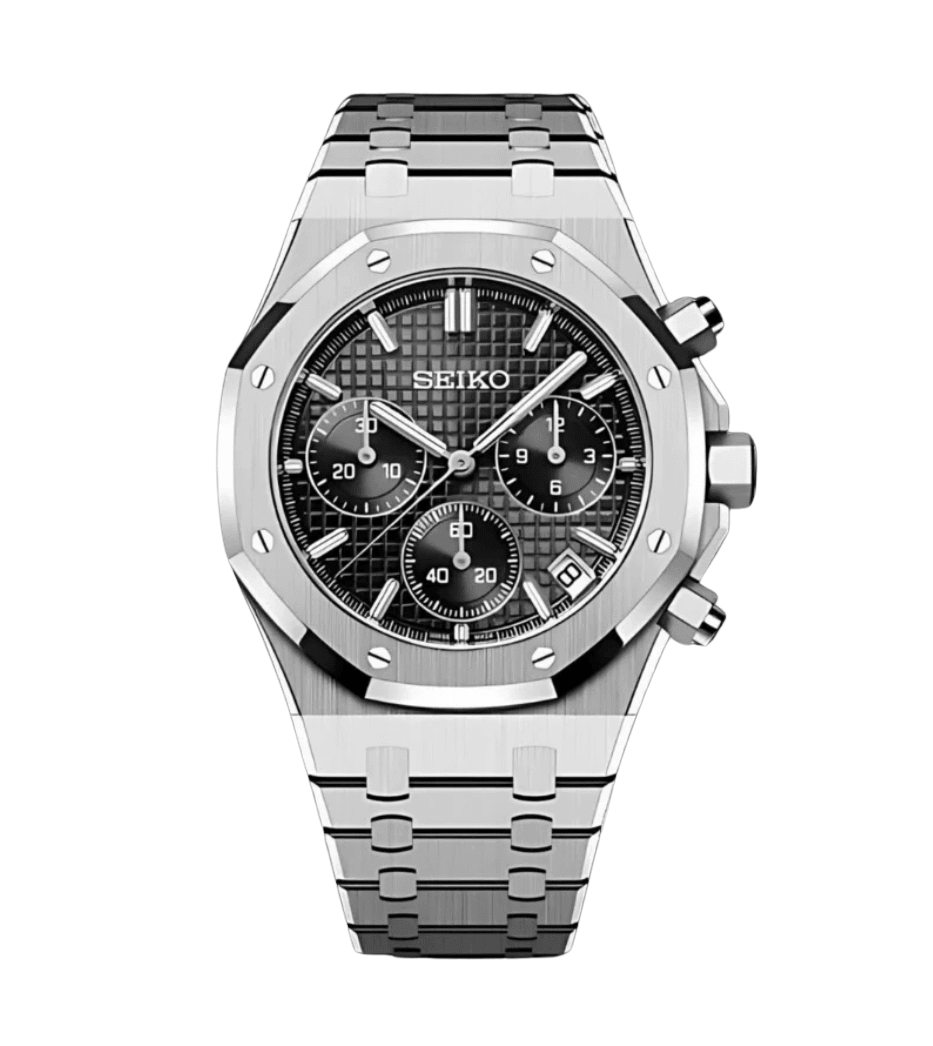 Seiko Mod Royal Oak Chrono Black - Watches By Cody