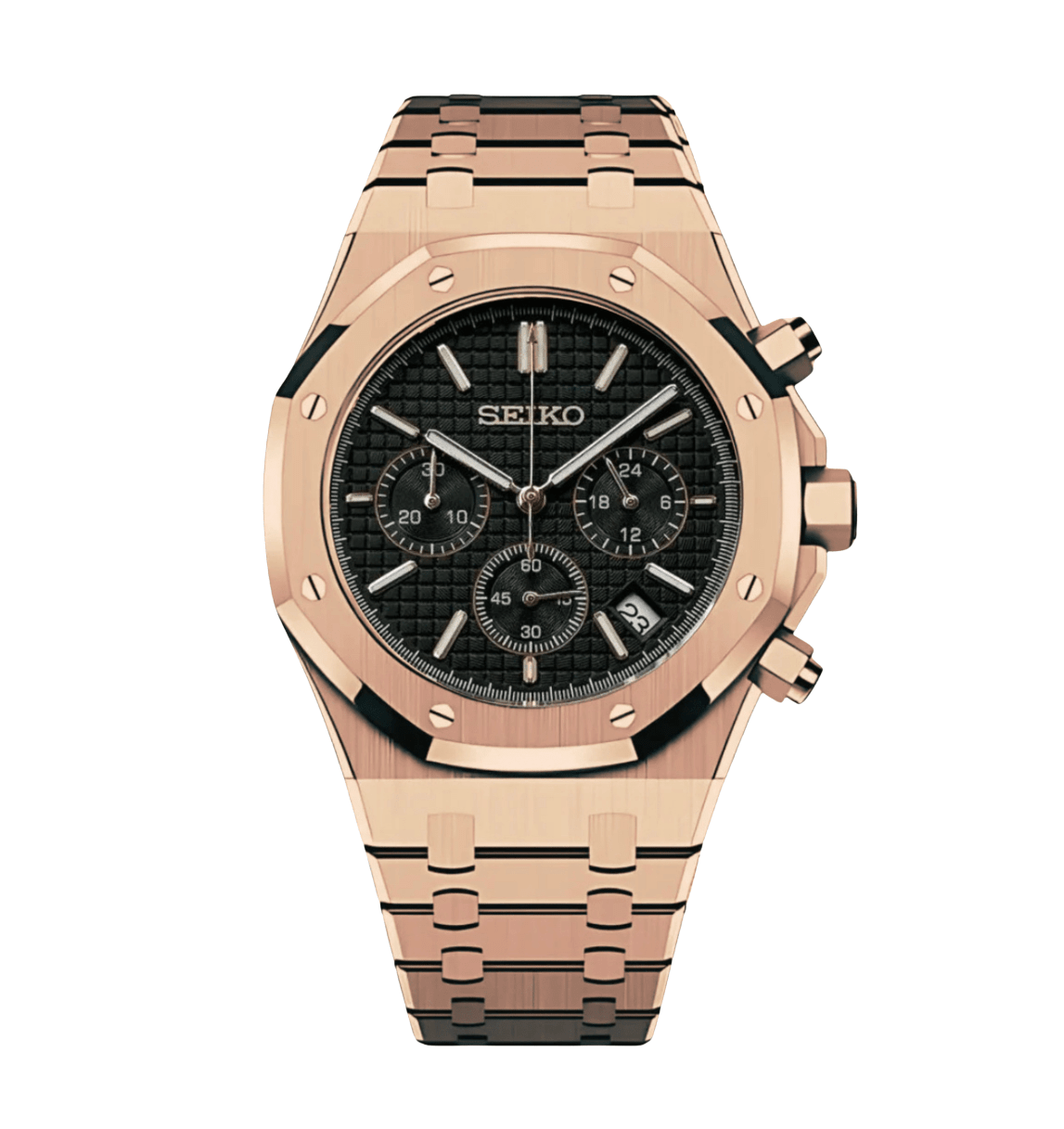 Seiko Mod Royal Oak Chrono Rose Gold - Watches By Cody