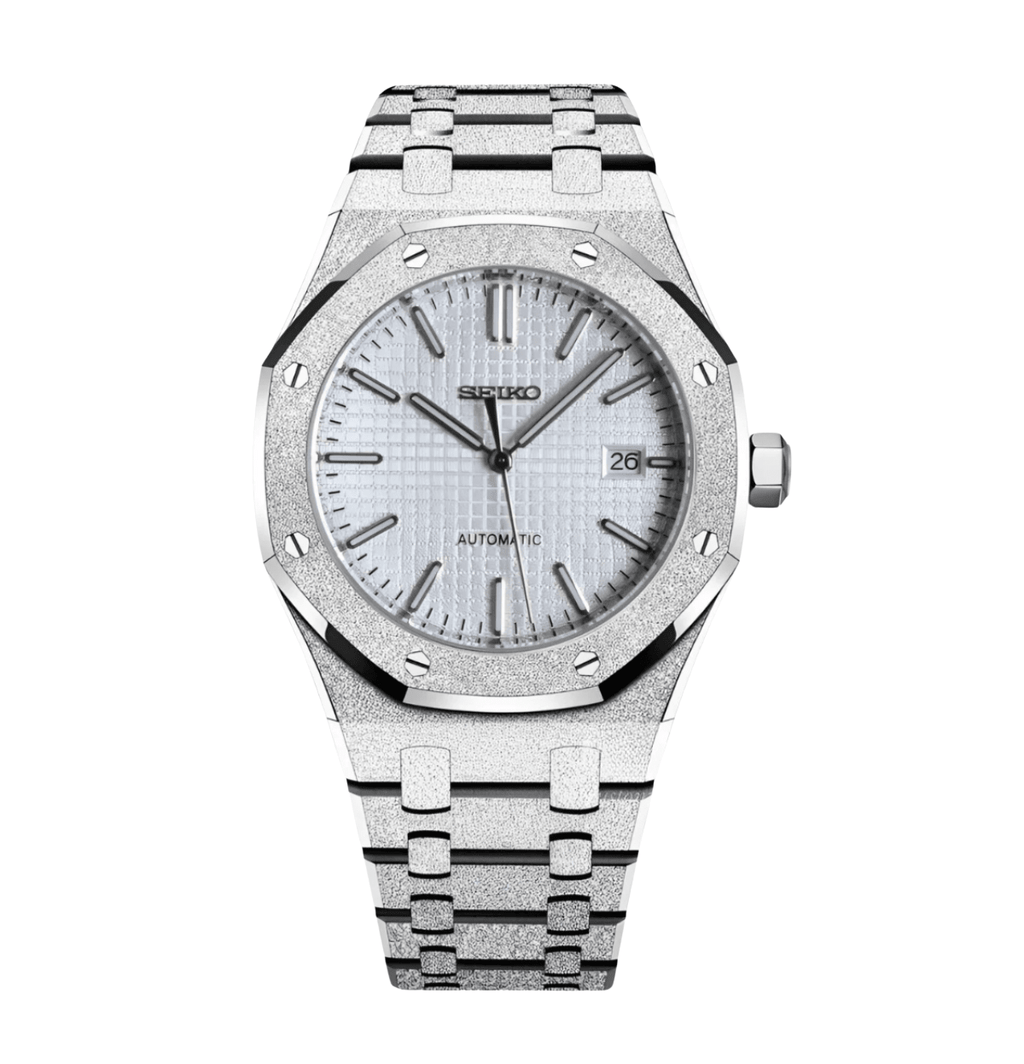 Seiko Mod Royal Oak Iced Out White - Watches By Cody