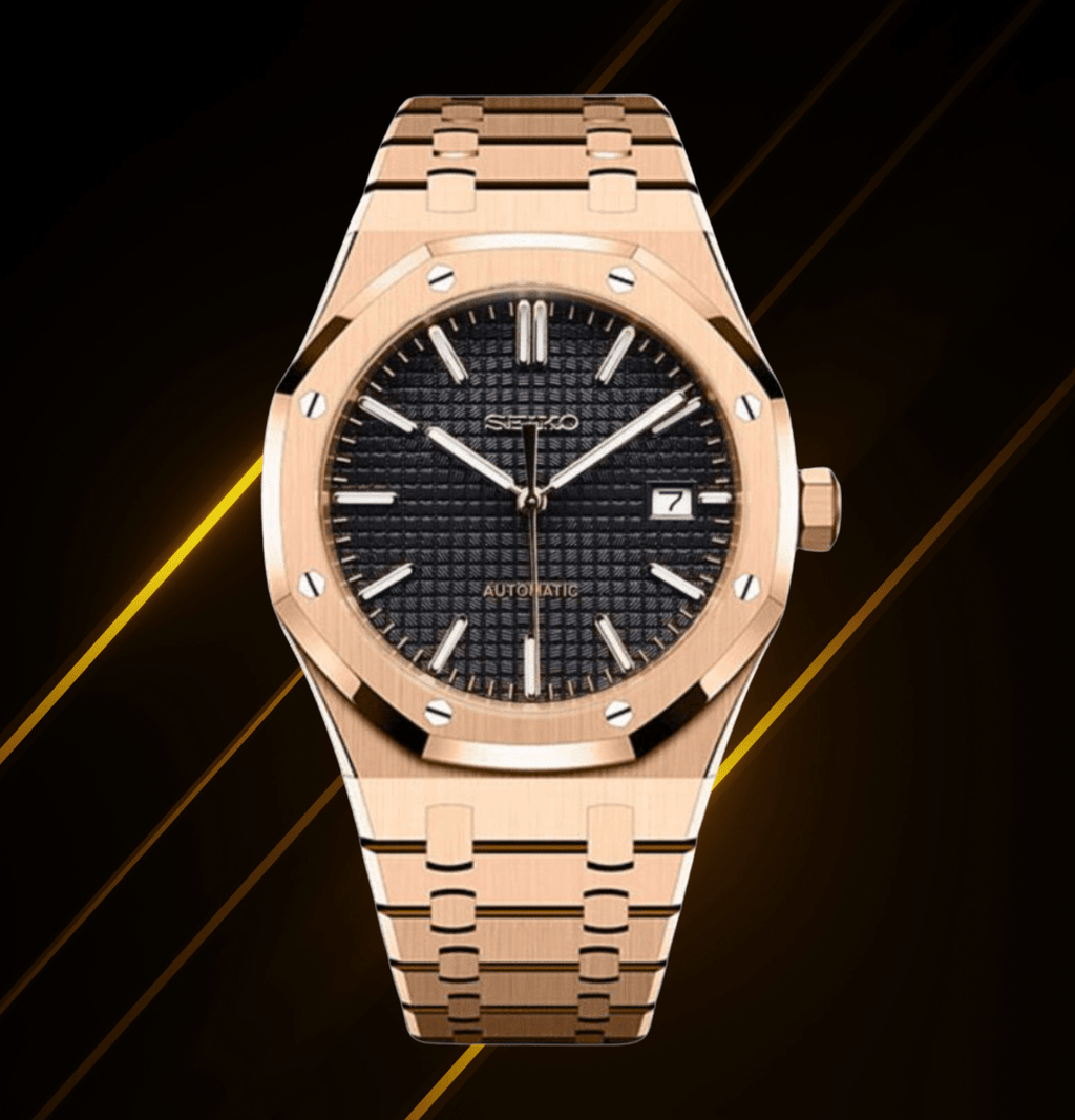 Seiko Mod Royal Oak RG Black - Watches By Cody
