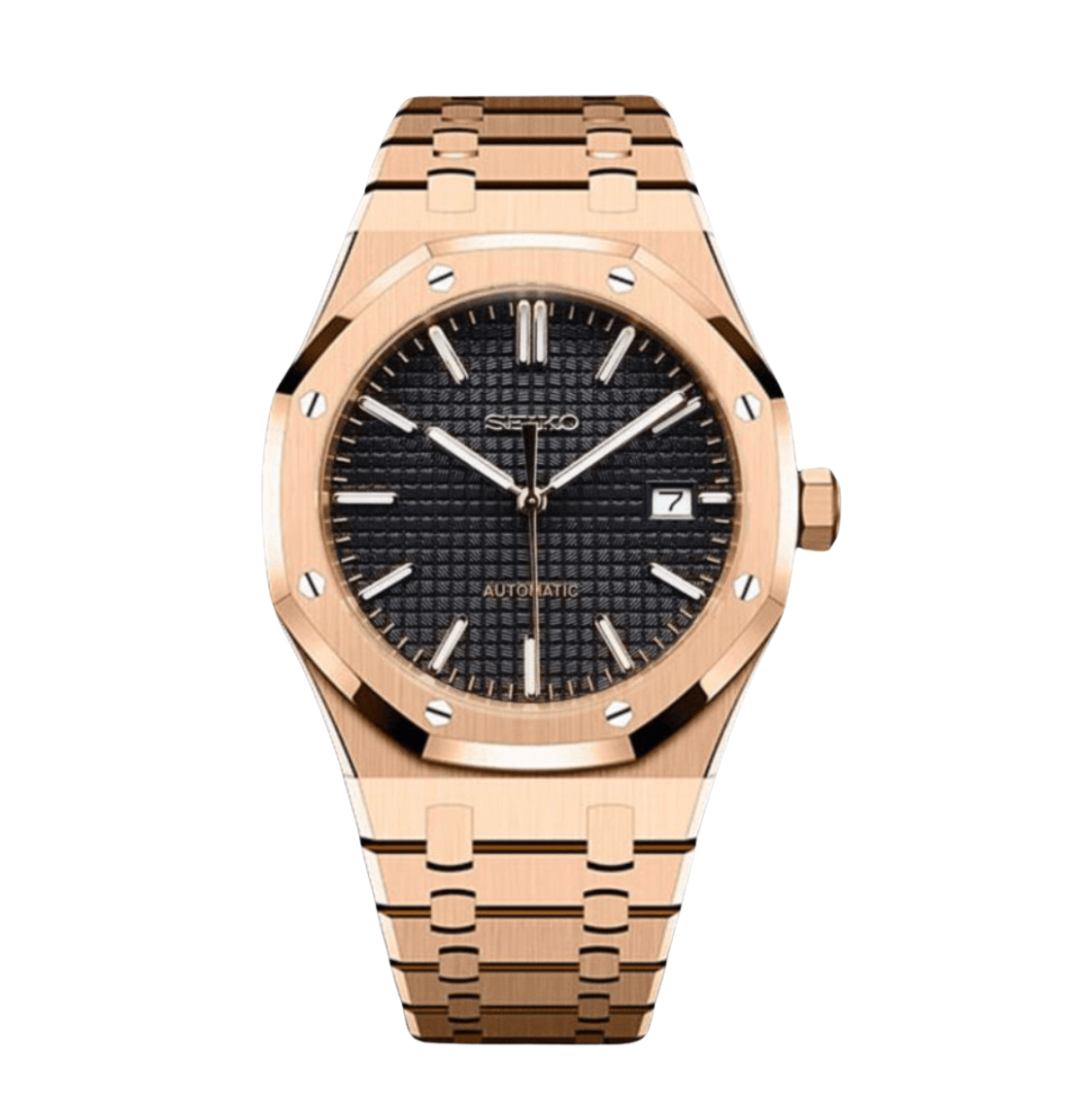Seiko Mod Royal Oak RG Black - Watches By Cody