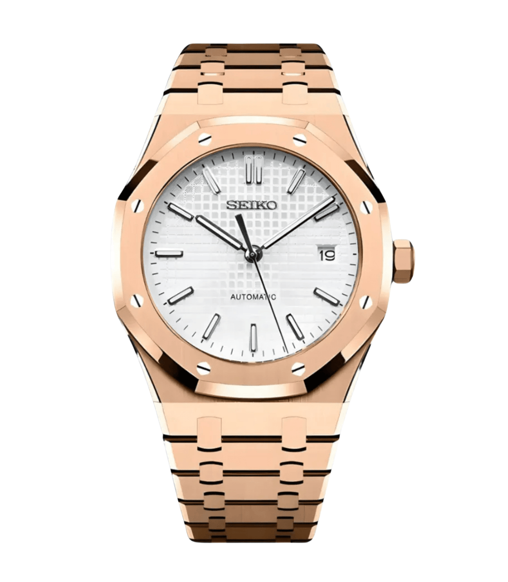 Seiko Mod Royal Oak RG White - Watches By Cody