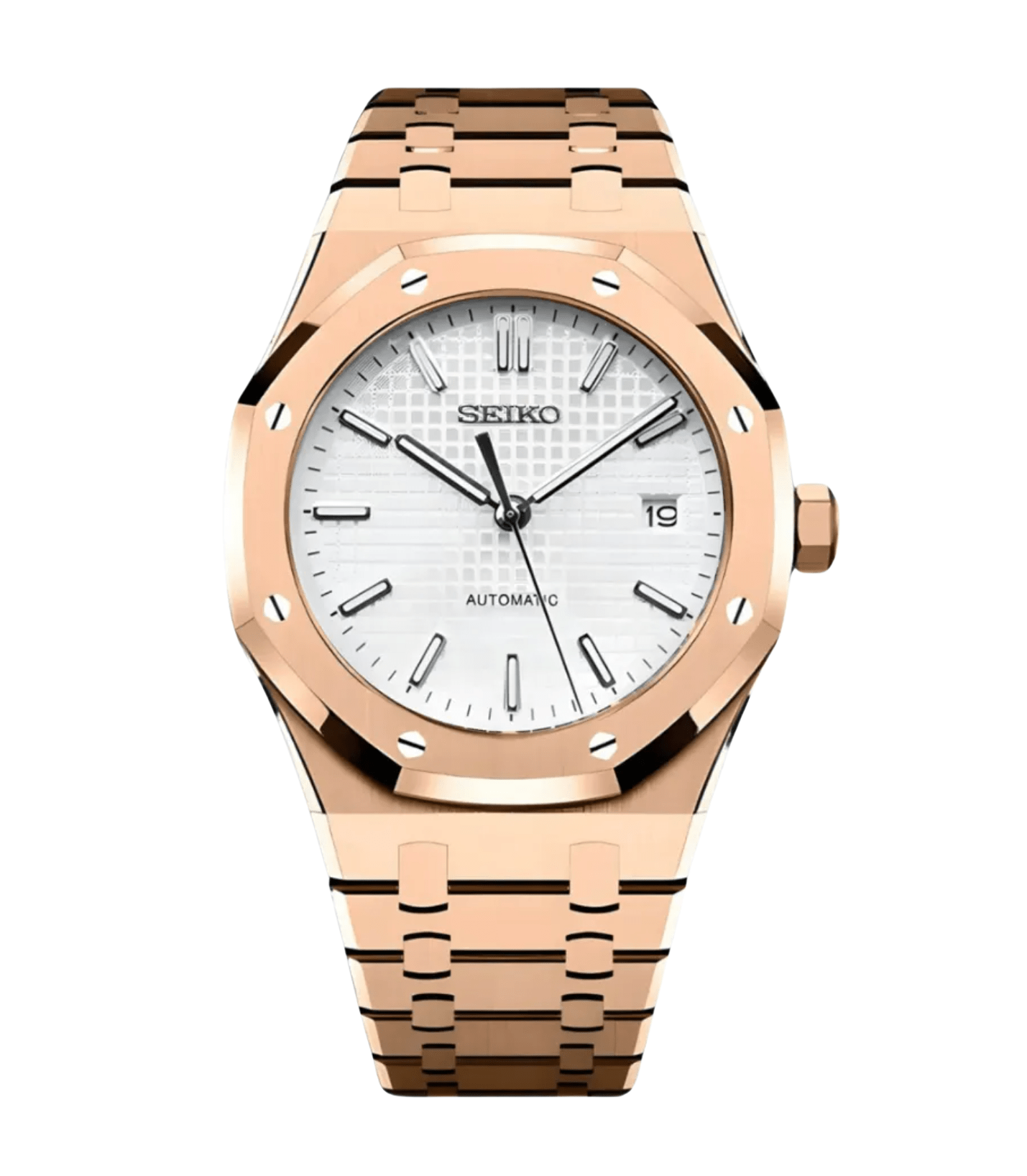 Seiko Mod Royal Oak RG White - Watches By Cody