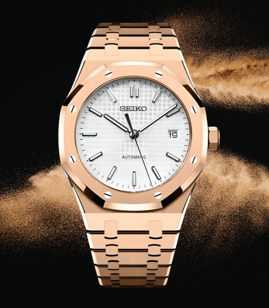Seiko Mod Royal Oak RG White - Watches By Cody