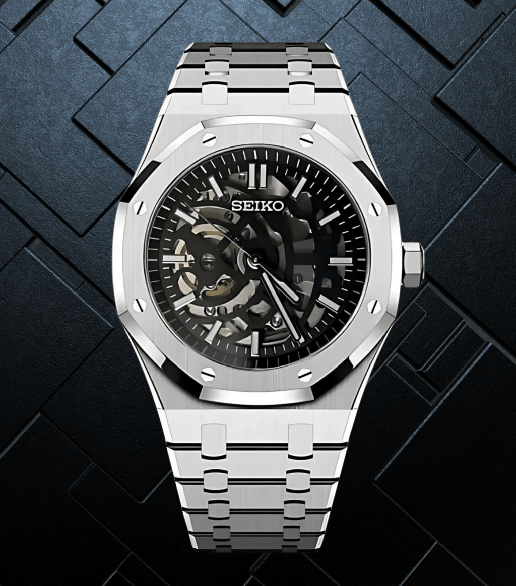 Seiko Mod Royal Oak Silver Skeleton - Watches By Cody
