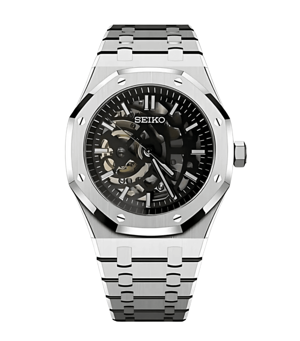 Seiko Mod Royal Oak Silver Skeleton - Watches By Cody
