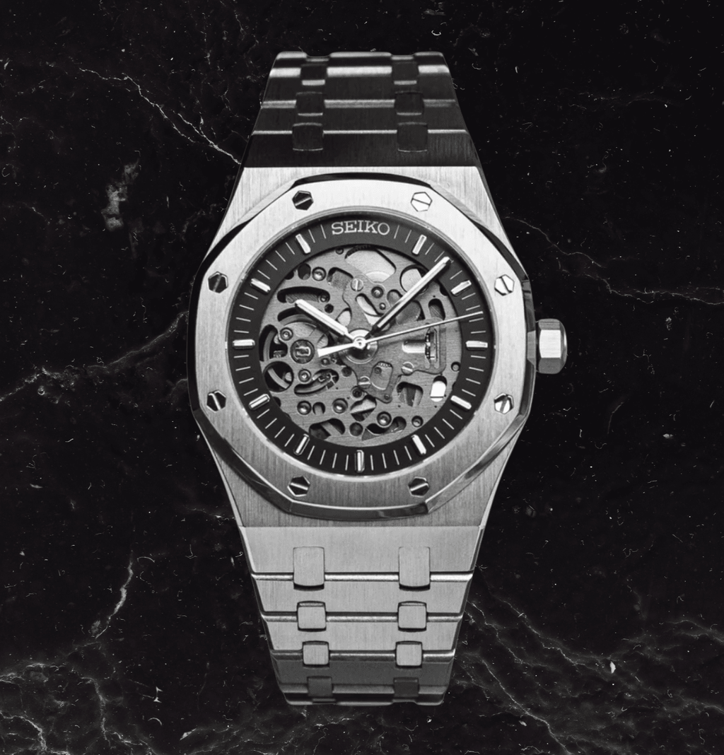 Seiko Mod Royal Oak Skeleton Silver - Watches By Cody