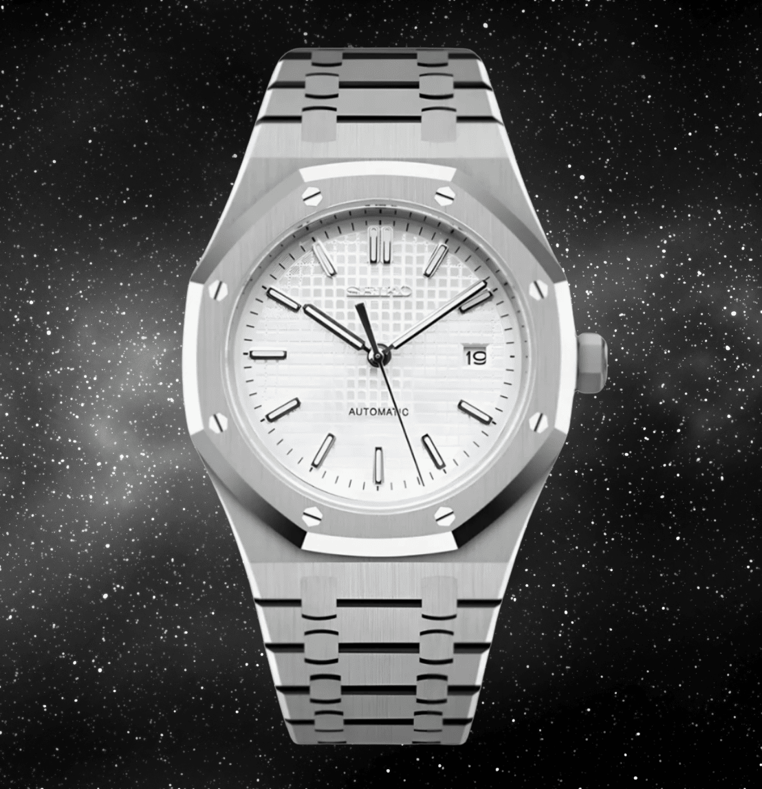 Seiko Mod Royal Oak White - Watches By Cody