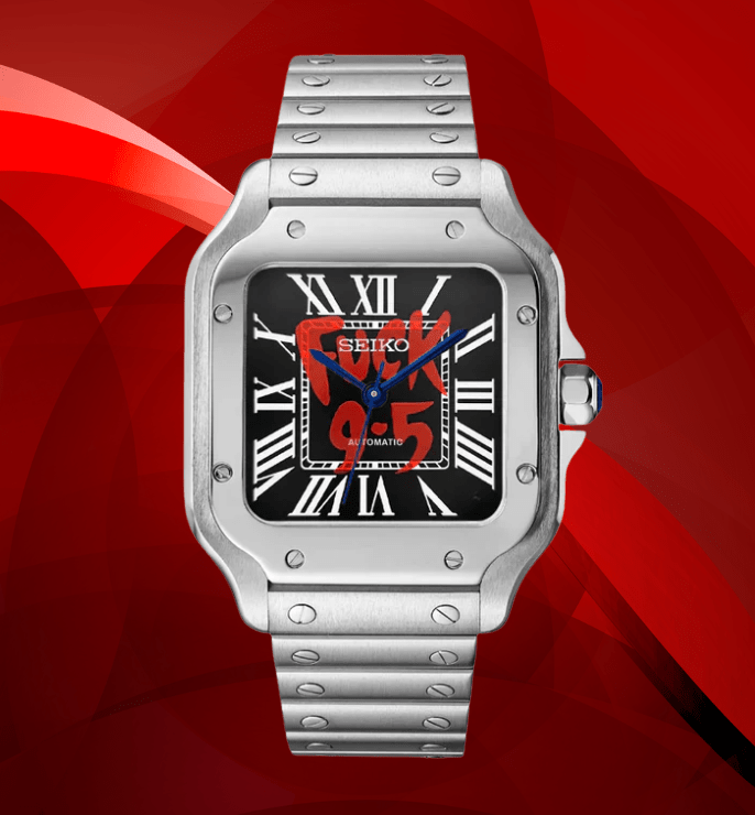 Seiko Mod Santos "9-5" Black - Watches By Cody