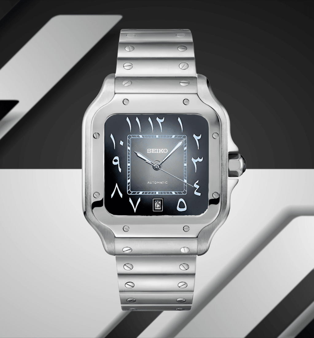 Seiko Mod Santos Arabic Gray - Watches By Cody