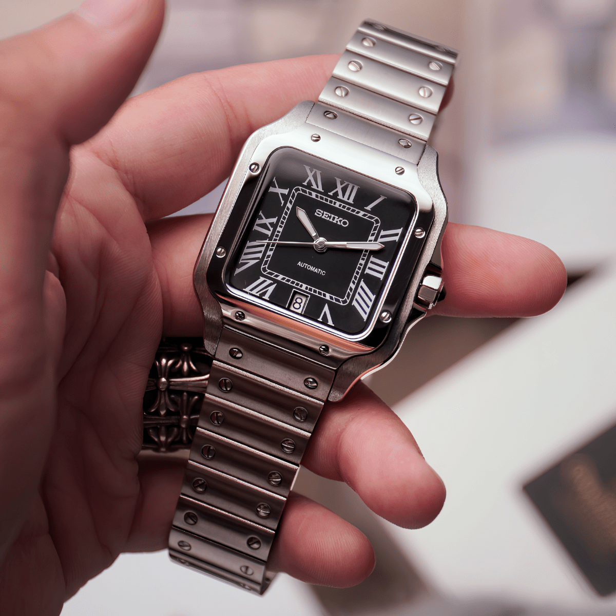 Seiko Mod Santos Black - Watches By Cody
