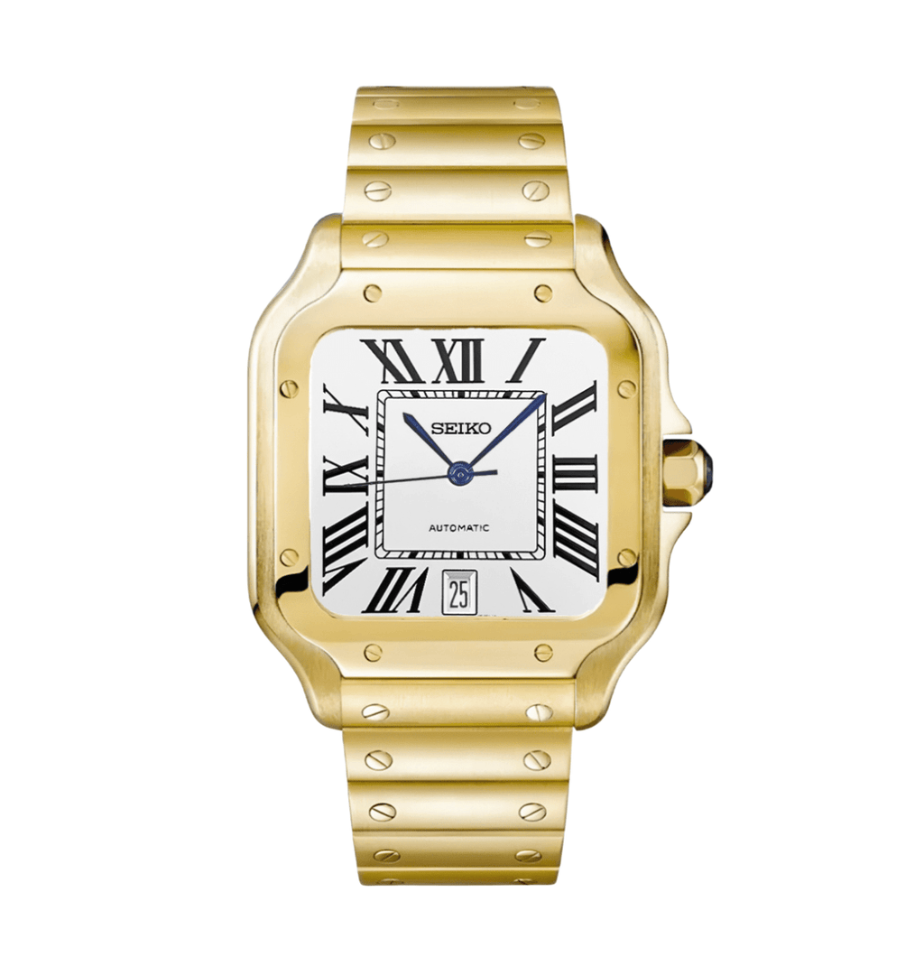 Seiko Mod Santos Full Gold - Watches By Cody