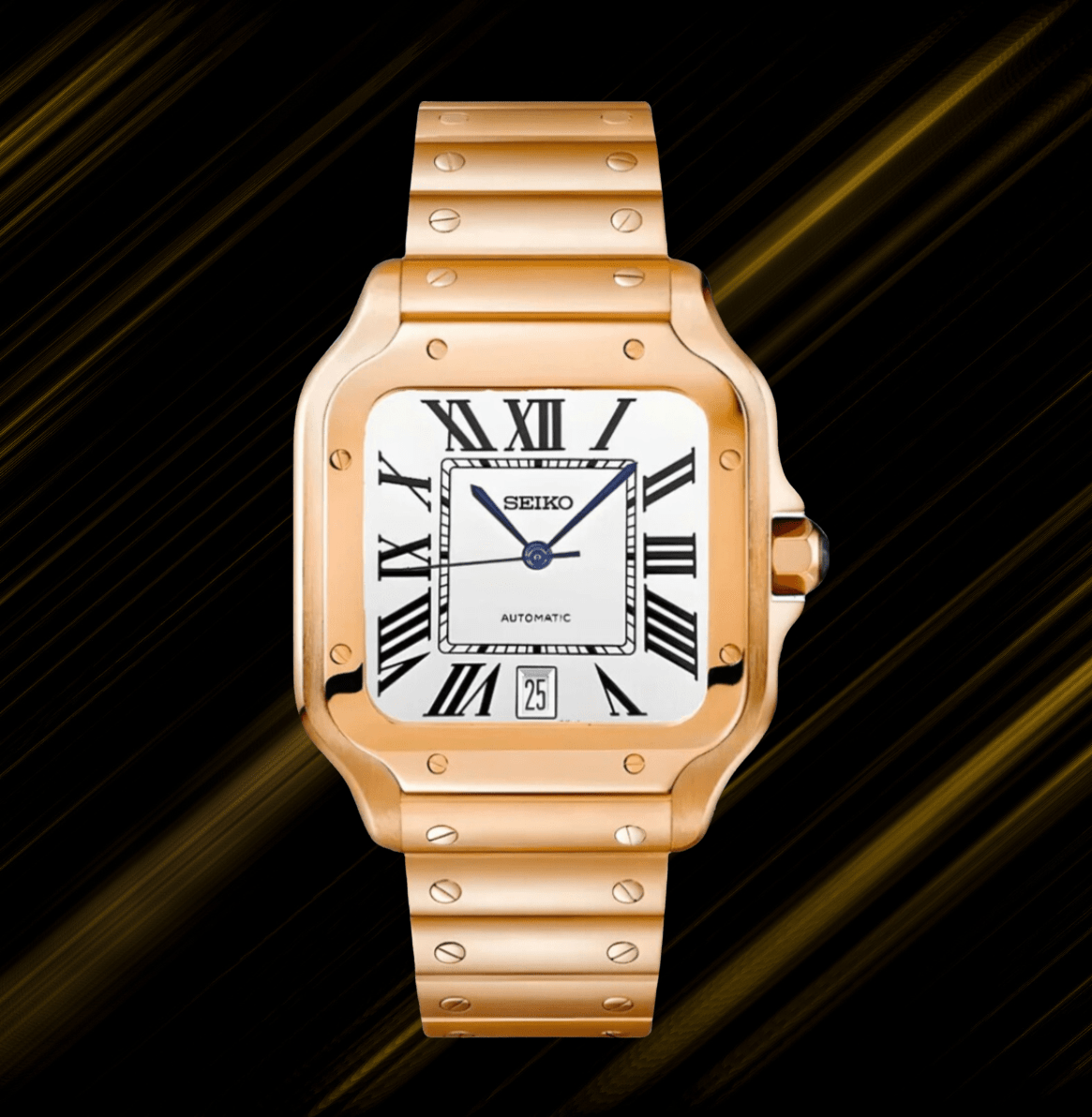 Seiko Mod Santos Rose Gold - Watches By Cody