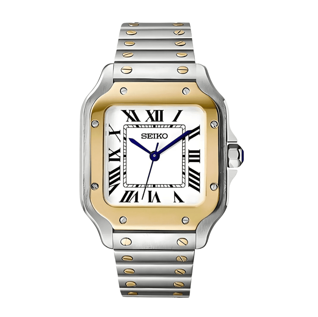 Seiko Mod Santos Two - tone Gold - Watches By Cody