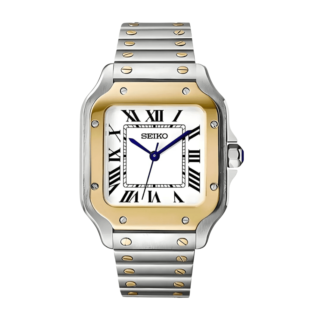 Seiko Mod Santos Two - tone Gold - Watches By Cody