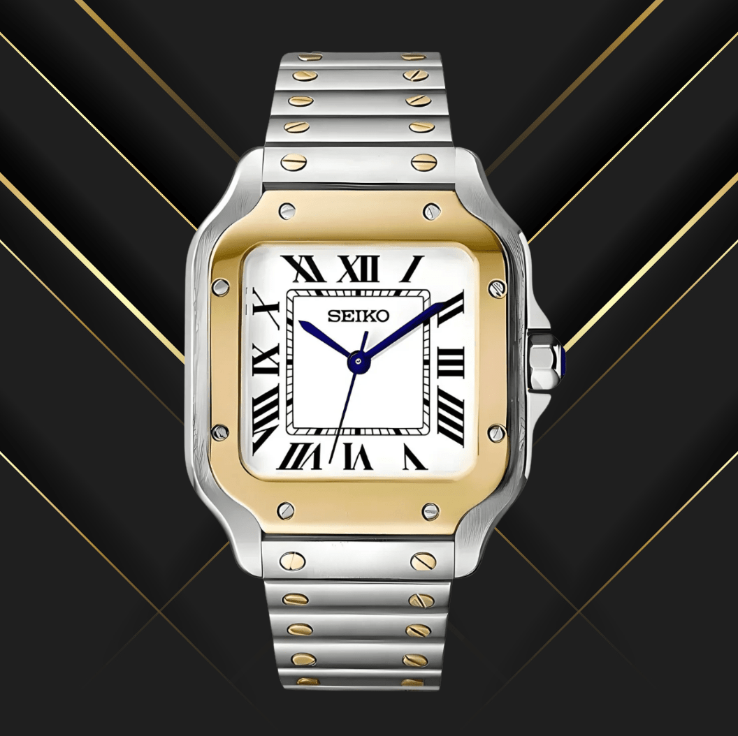 Seiko Mod Santos Two - tone Gold - Watches By Cody