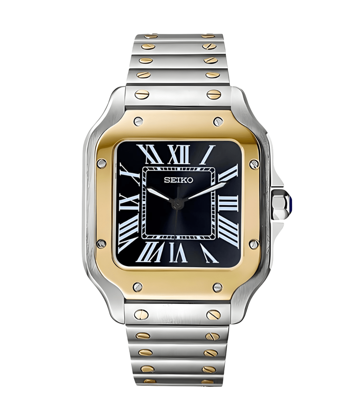 Seiko Mod Santos Twotone Black - Watches By Cody