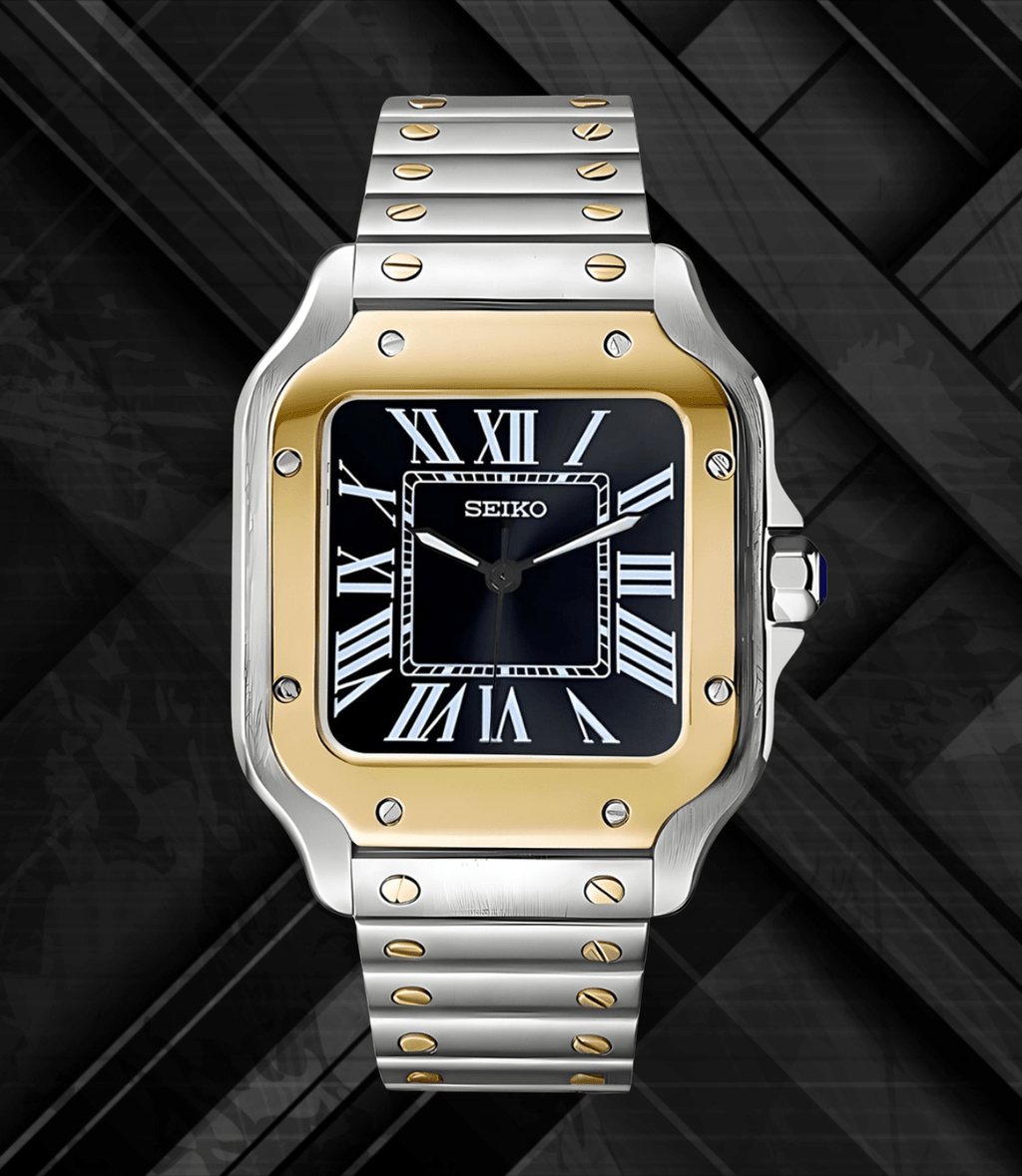Seiko Mod Santos Twotone Black - Watches By Cody