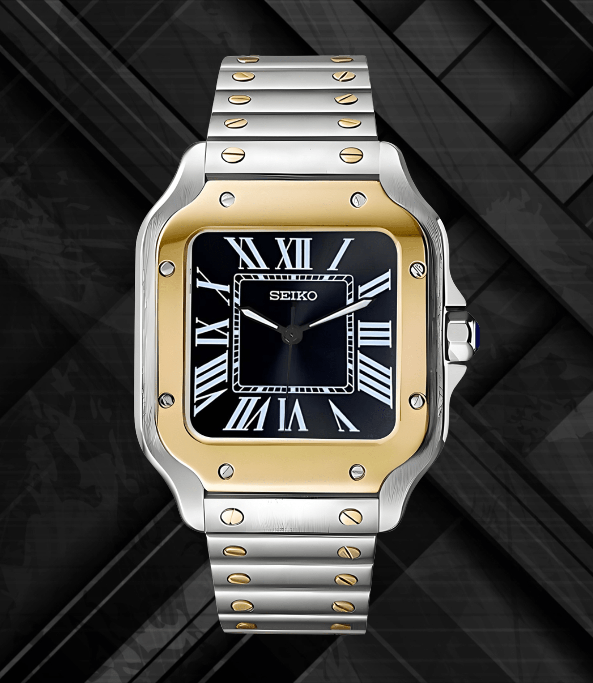 Seiko Mod Santos Twotone Black - Watches By Cody
