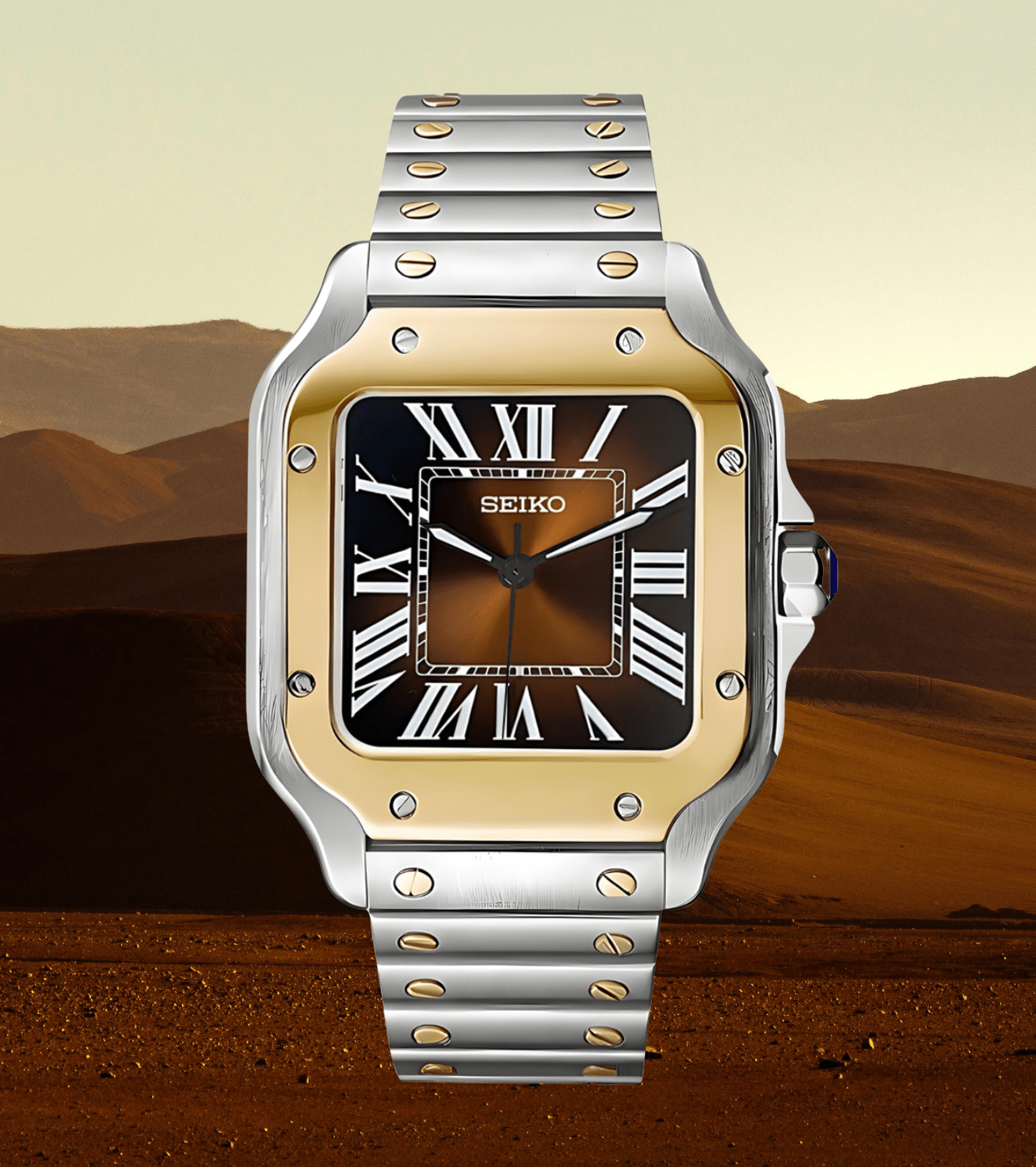 Seiko Mod Santos Twotone Brown - Watches By Cody