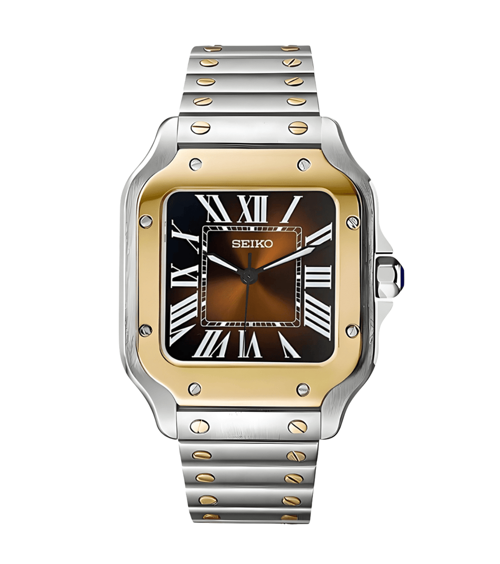Seiko Mod Santos Twotone Brown - Watches By Cody