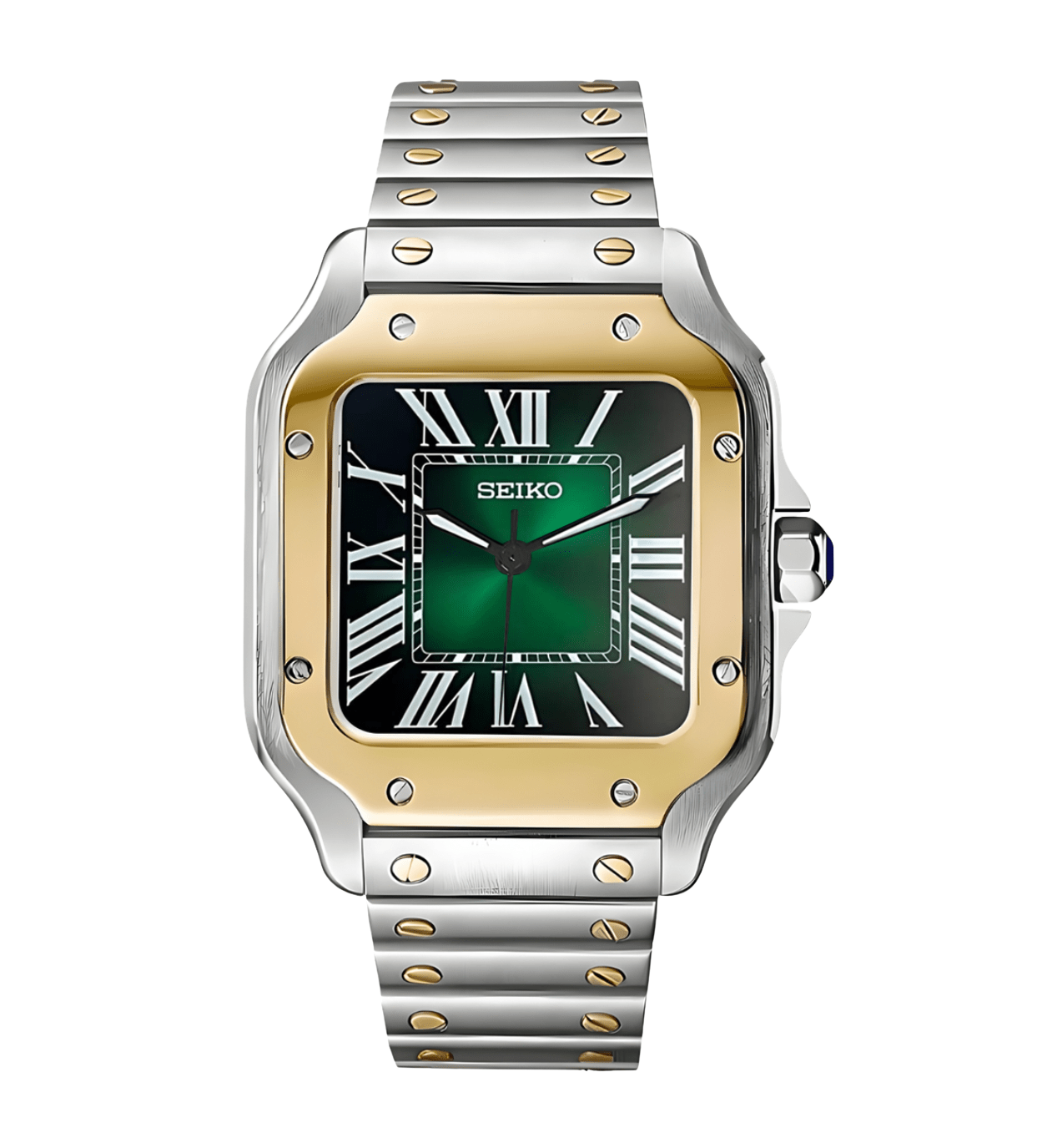 Seiko Mod Santos Twotone Green - Watches By Cody