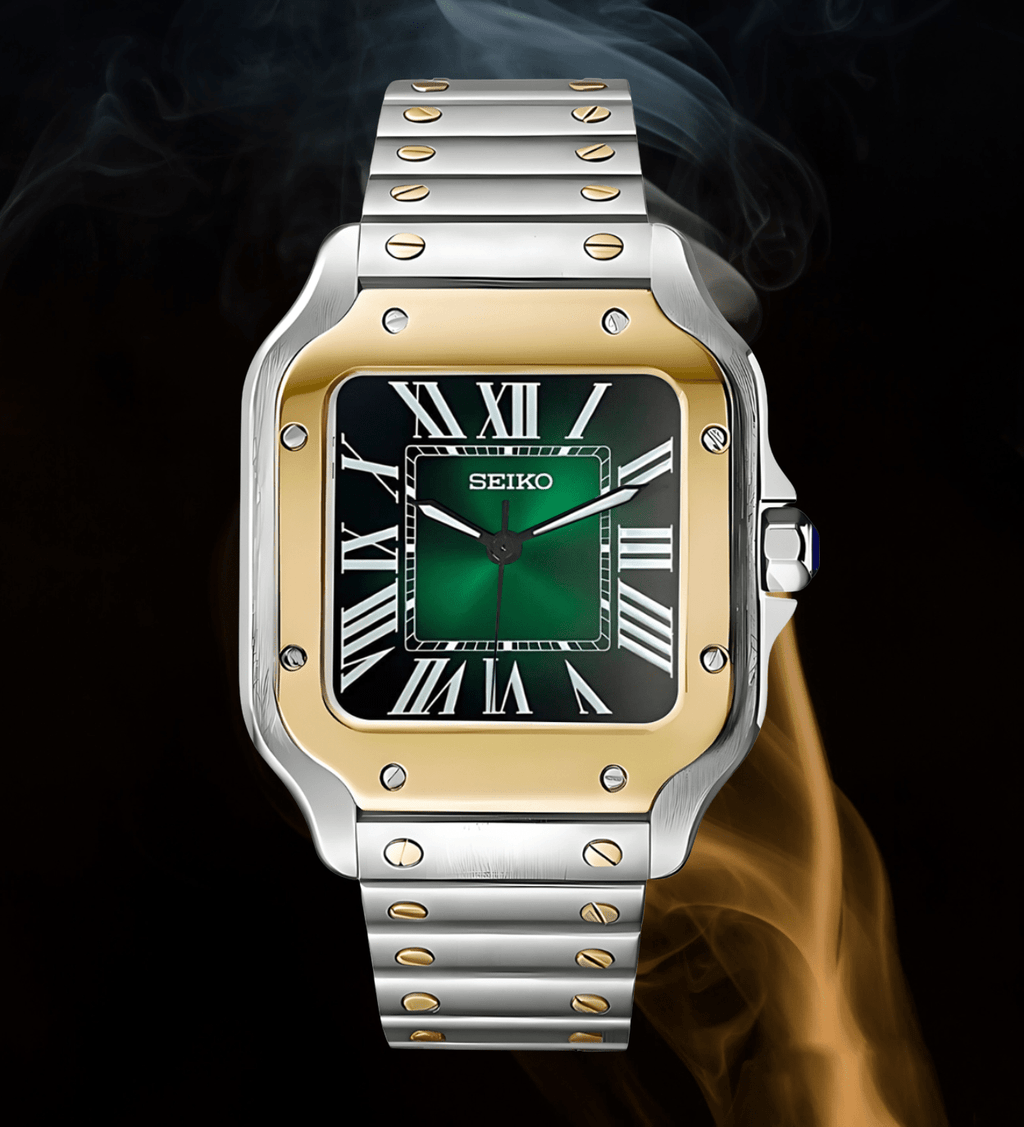 Seiko Mod Santos Twotone Green - Watches By Cody